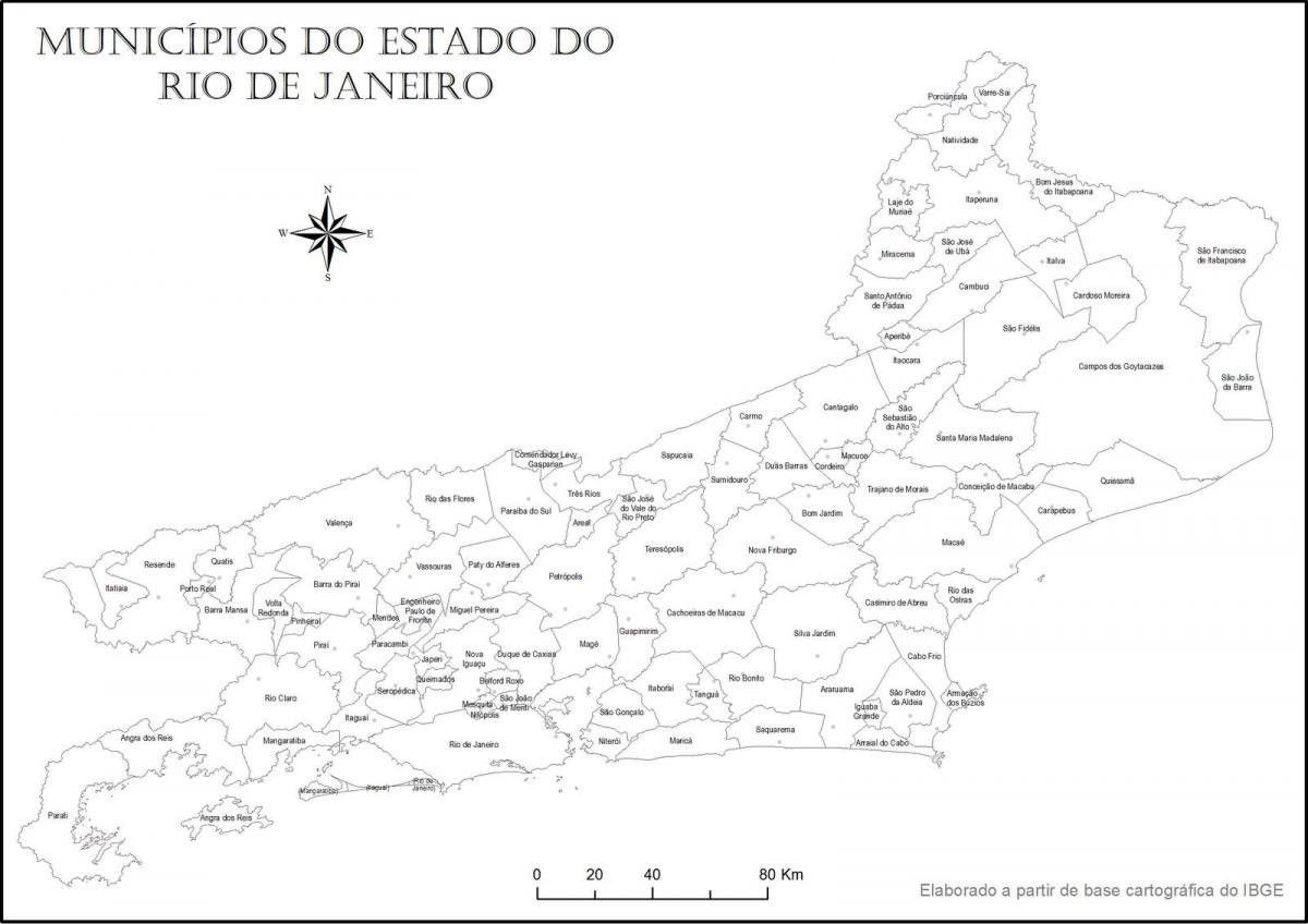 Mapa Rio de Janeiro crni i bijeli