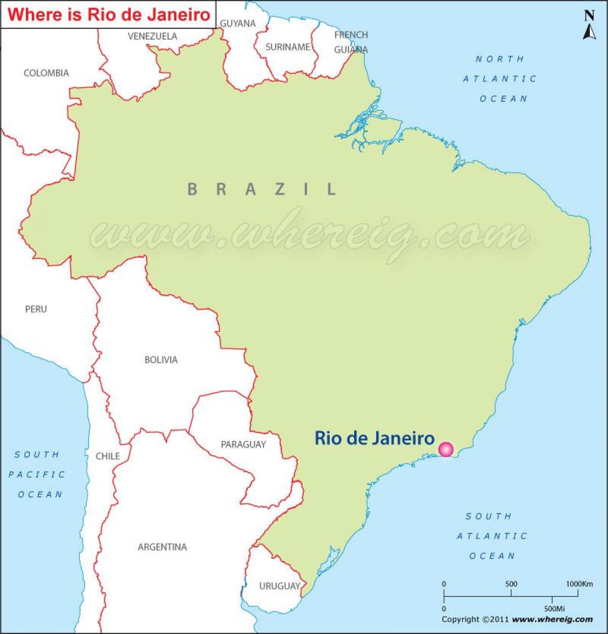 Mapa Rio de Janeiro u Brazil