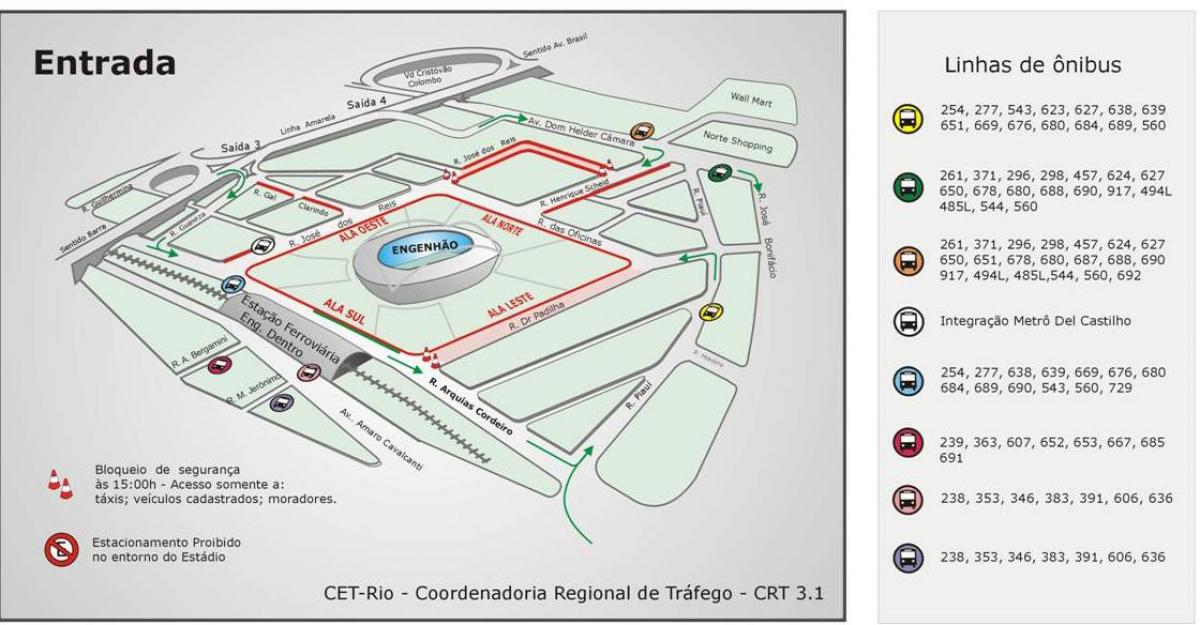 Mapa stadion Engenhão transporte