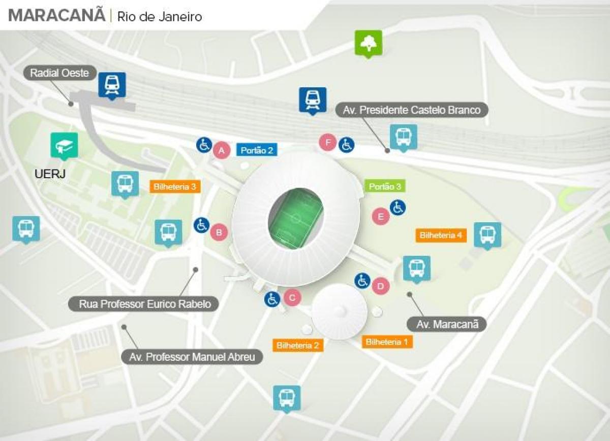 Mapa stadion Maracanã accès