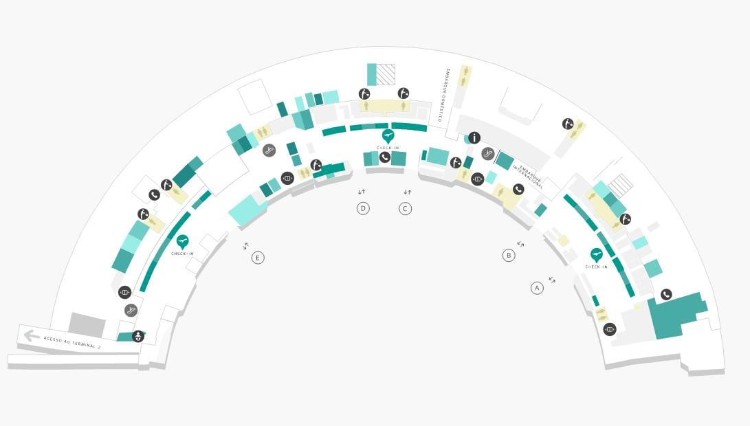 Mapa aerodrom Galeão Terminal 1 Nivo 1