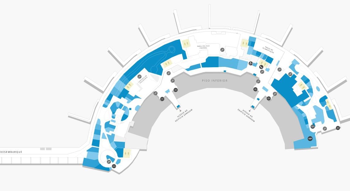 Mapa aerodrom Galeão Terminal 2 Nivo 1