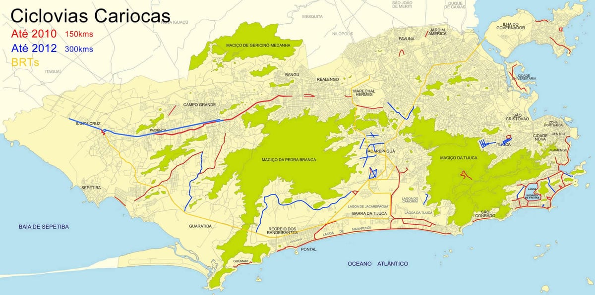 Mapa biciklističke staze Rio de Janeiro