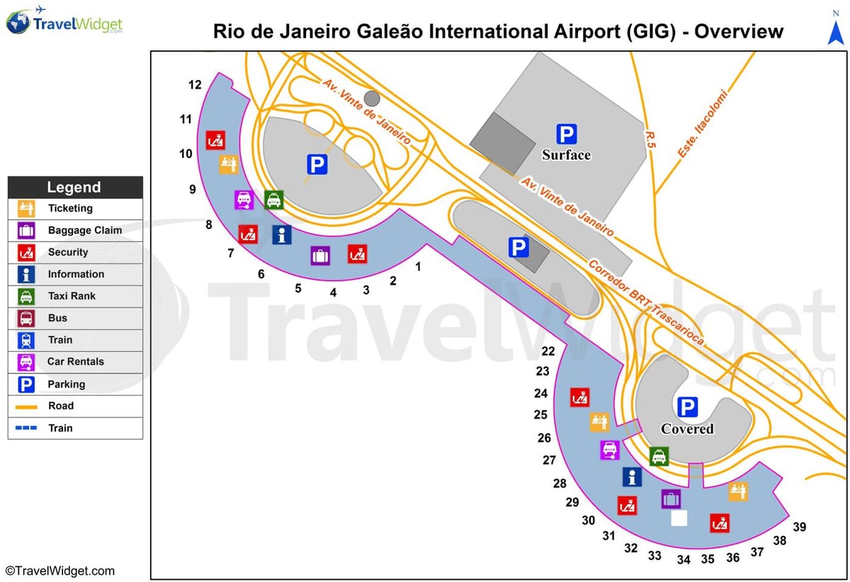 Mapa Galeão aerodrom terminala