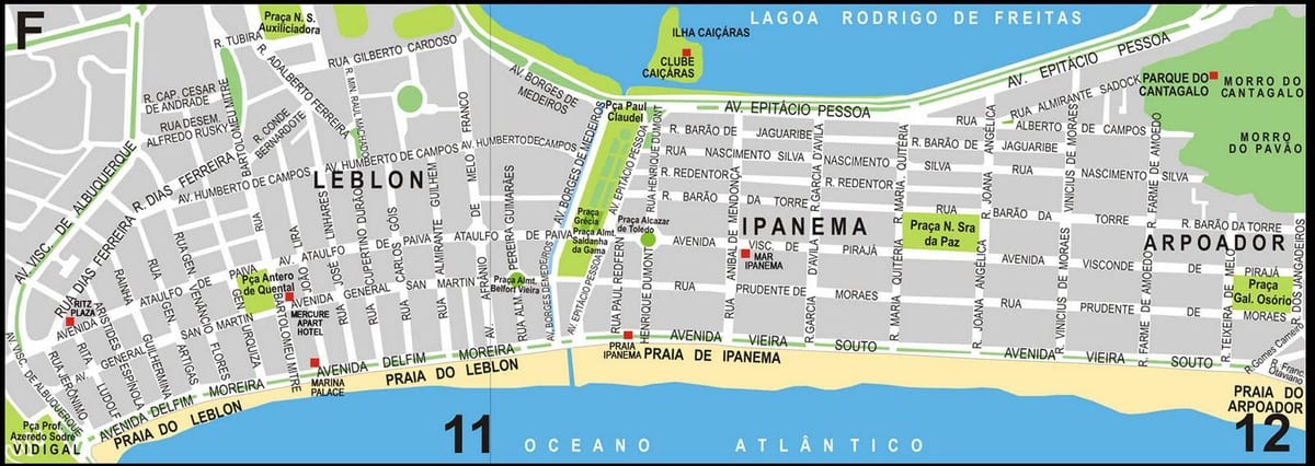 Mapa Ipaneme plažu