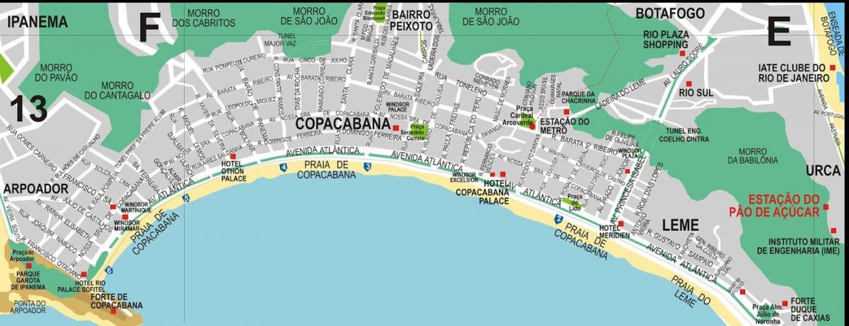 Mapa Leme plažu