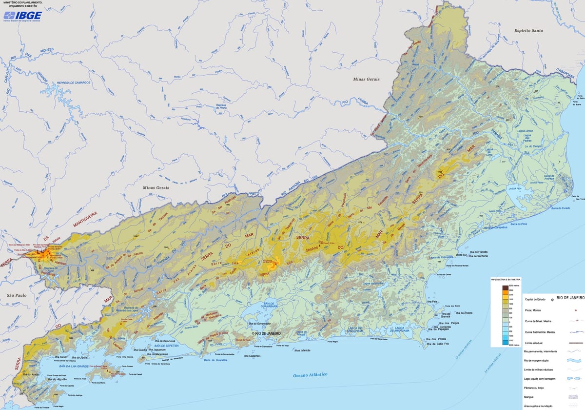 Mapa olakšanje država Rio de Janeiro