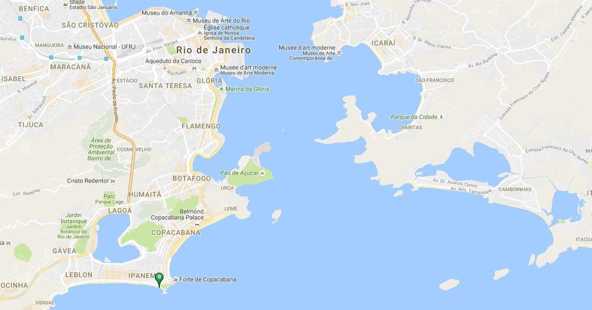 Mapa plaži Arpoador