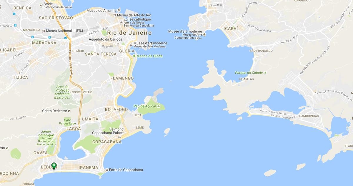 Mapa plaži Leblon