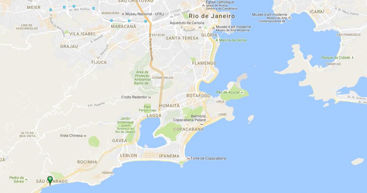 Mapa plaži Sao Conradu