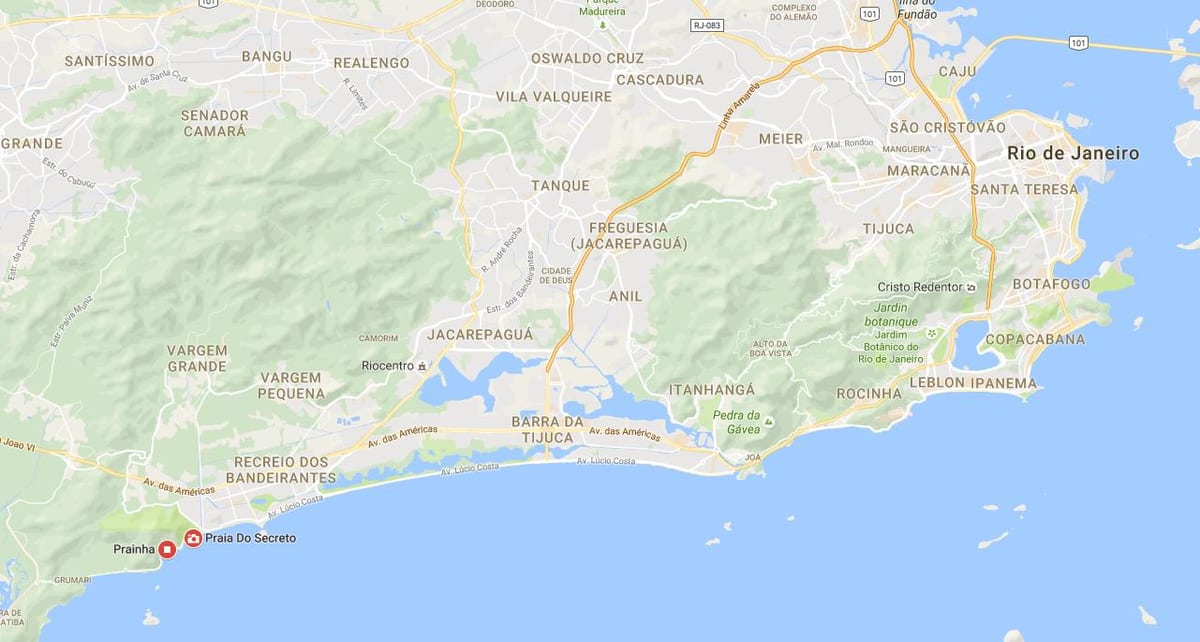 Mapa Prainha plažu