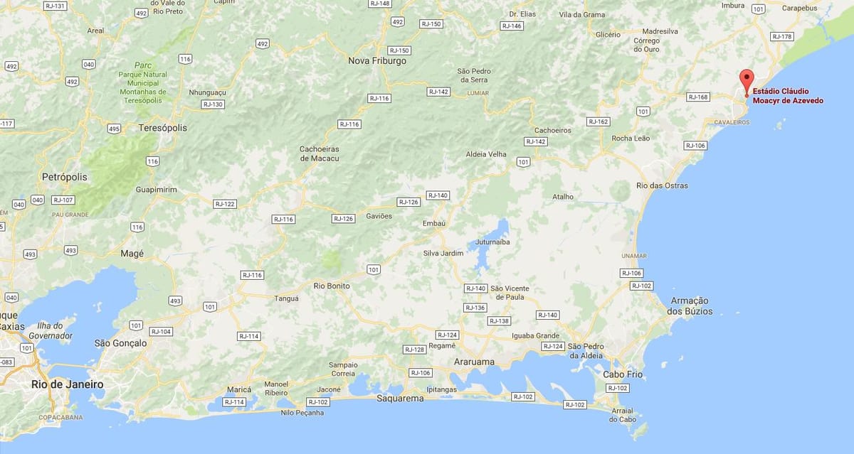 Mapa stadion Cláudio Moacyr de Azevedo