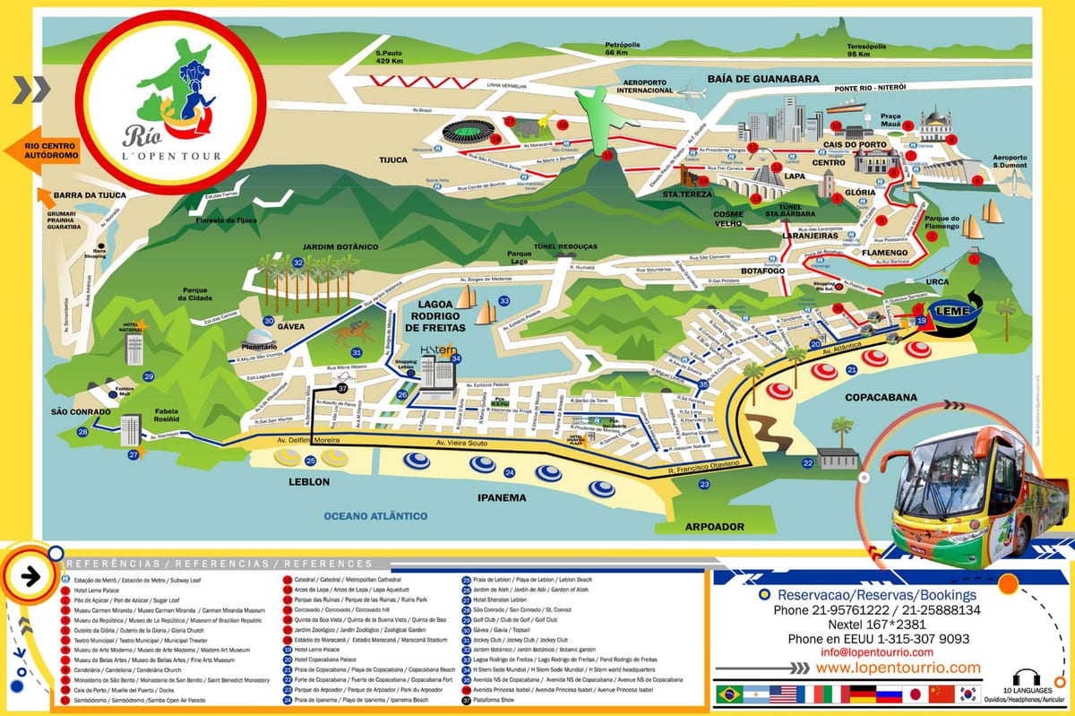 Mapa Turističke Autobus Rio de Janeiro