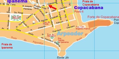 Mapa Arpoador plažu