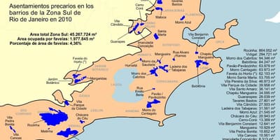 Mapa favele Južnoj zoni Rio de Janeiro