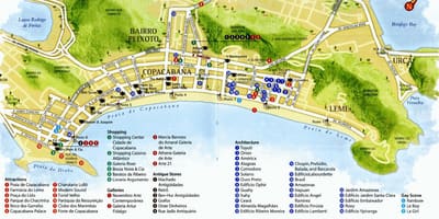 Mapa na Kopakabana plaži