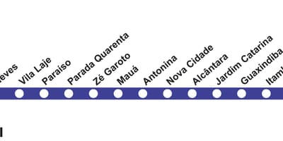 Mapa Rio de Janeiro metro Liniju 3 (plava)