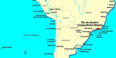Mapa Rio de Janeiro u Južnoj Americi.